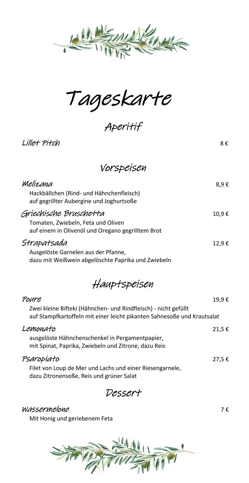 Wochenkarte 260603 Wochenkarte
